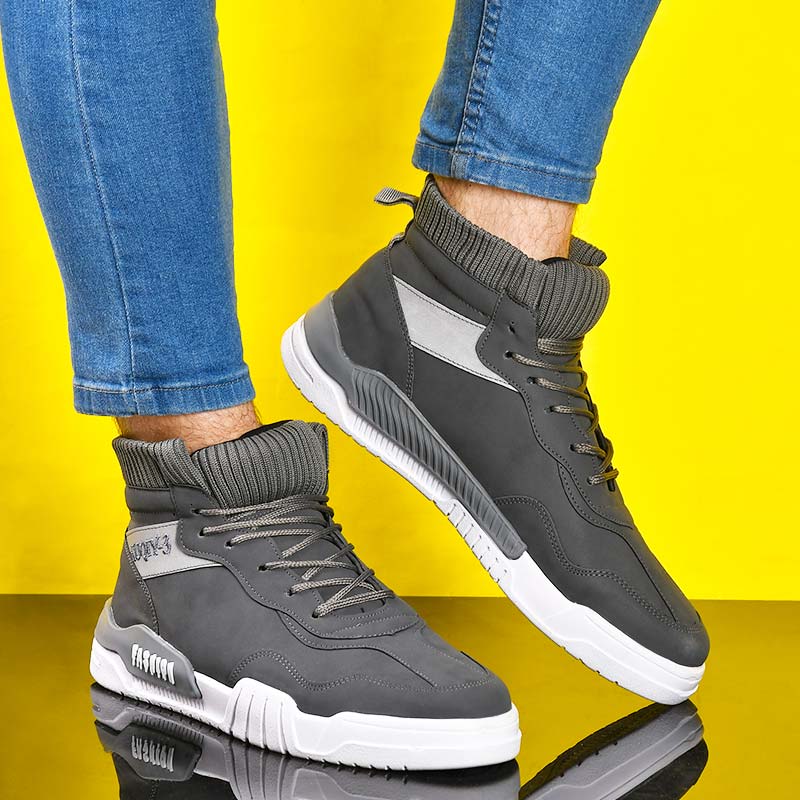 کفش ساقدارمردانه طوسی مدل Kubaa