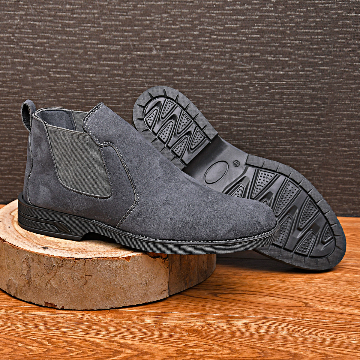 کفش ساقدار طوسی مردانه مدل Alvand