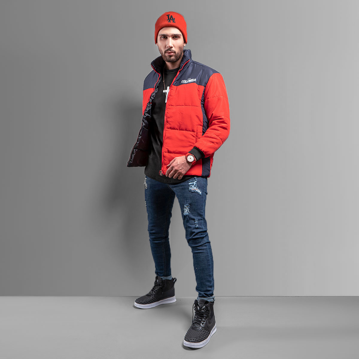 کاپشن مردانه قرمز مدل Atras