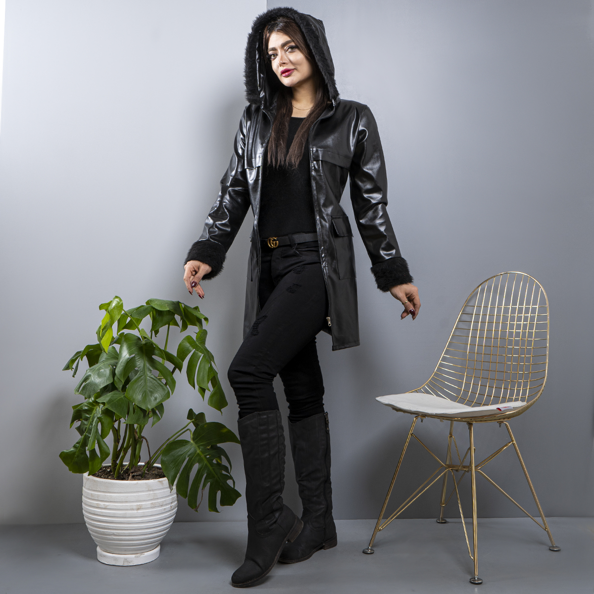 مانتو چرم دخترانه مدل Targol