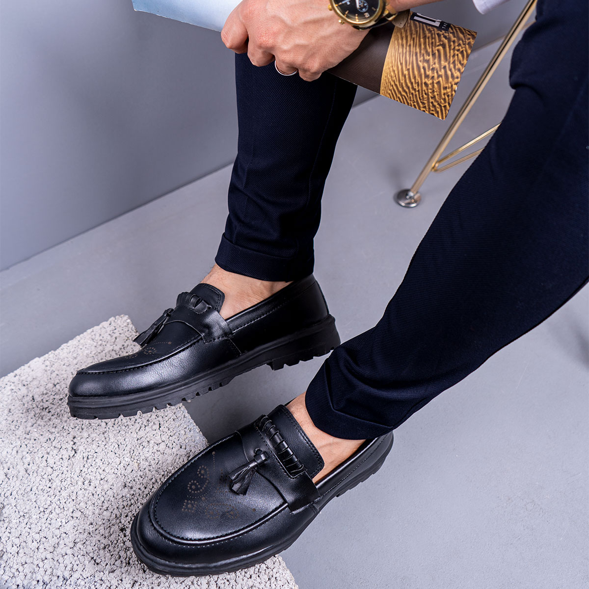 كالج مردانه مشكي مدل Farly