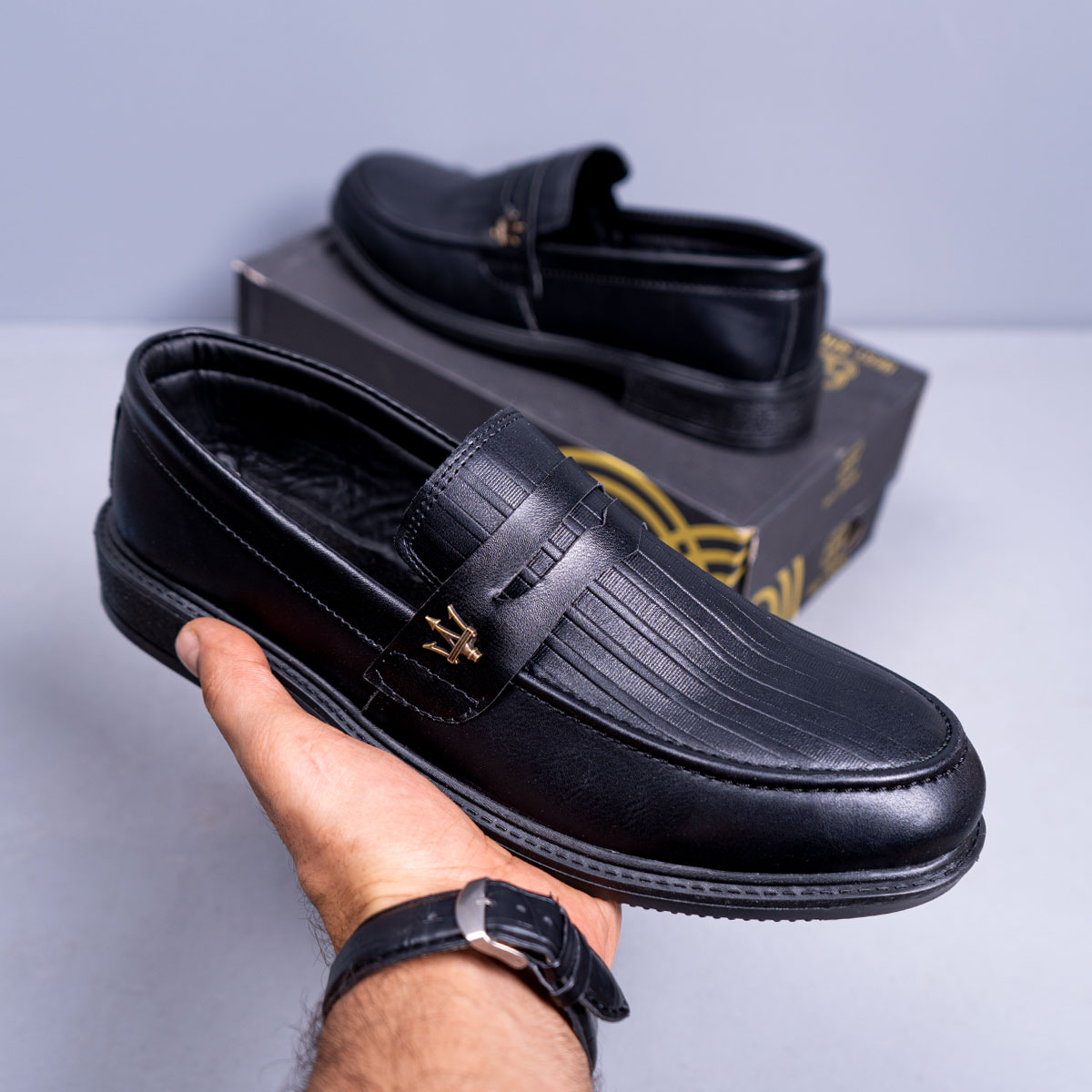 کفش کالج مردانه مشکی مدل Derek