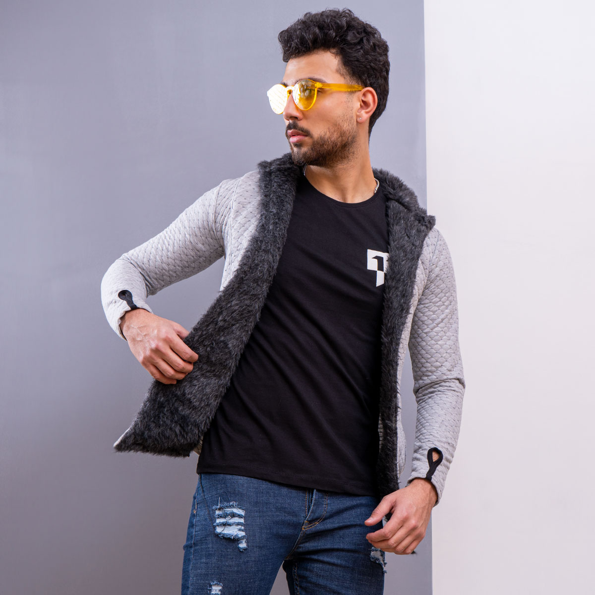 هودی مردانه مدل arad رنگ طوسی