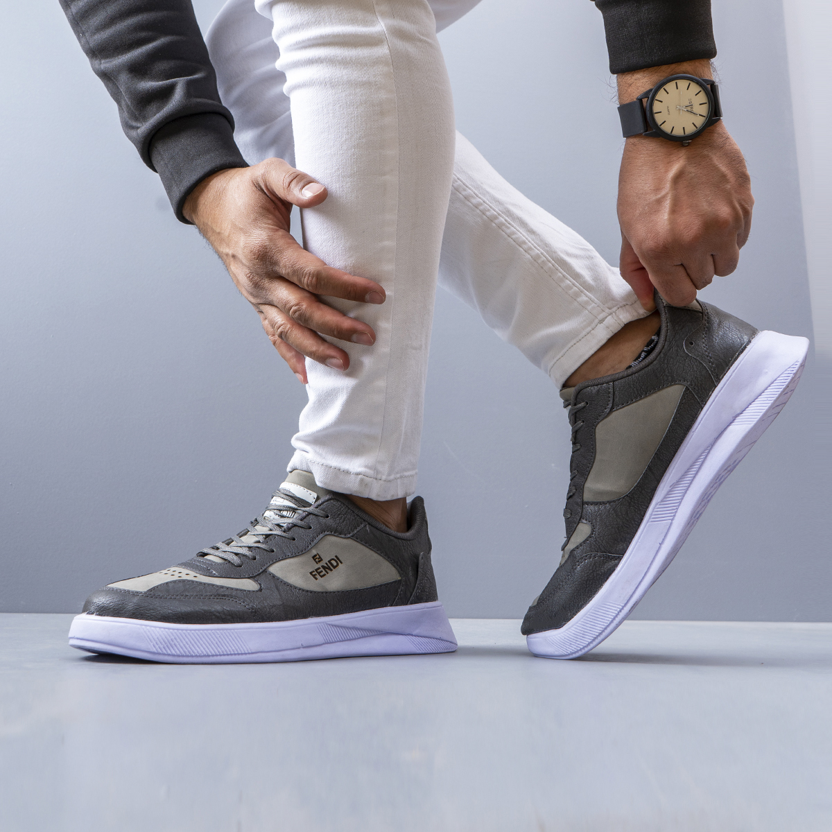 کفش فندی طوسی مردانه مدل Vidash