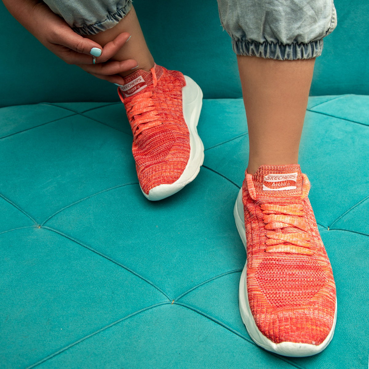 کفش اسکیچرز بافتی دخترانه صورتی مدل Savan