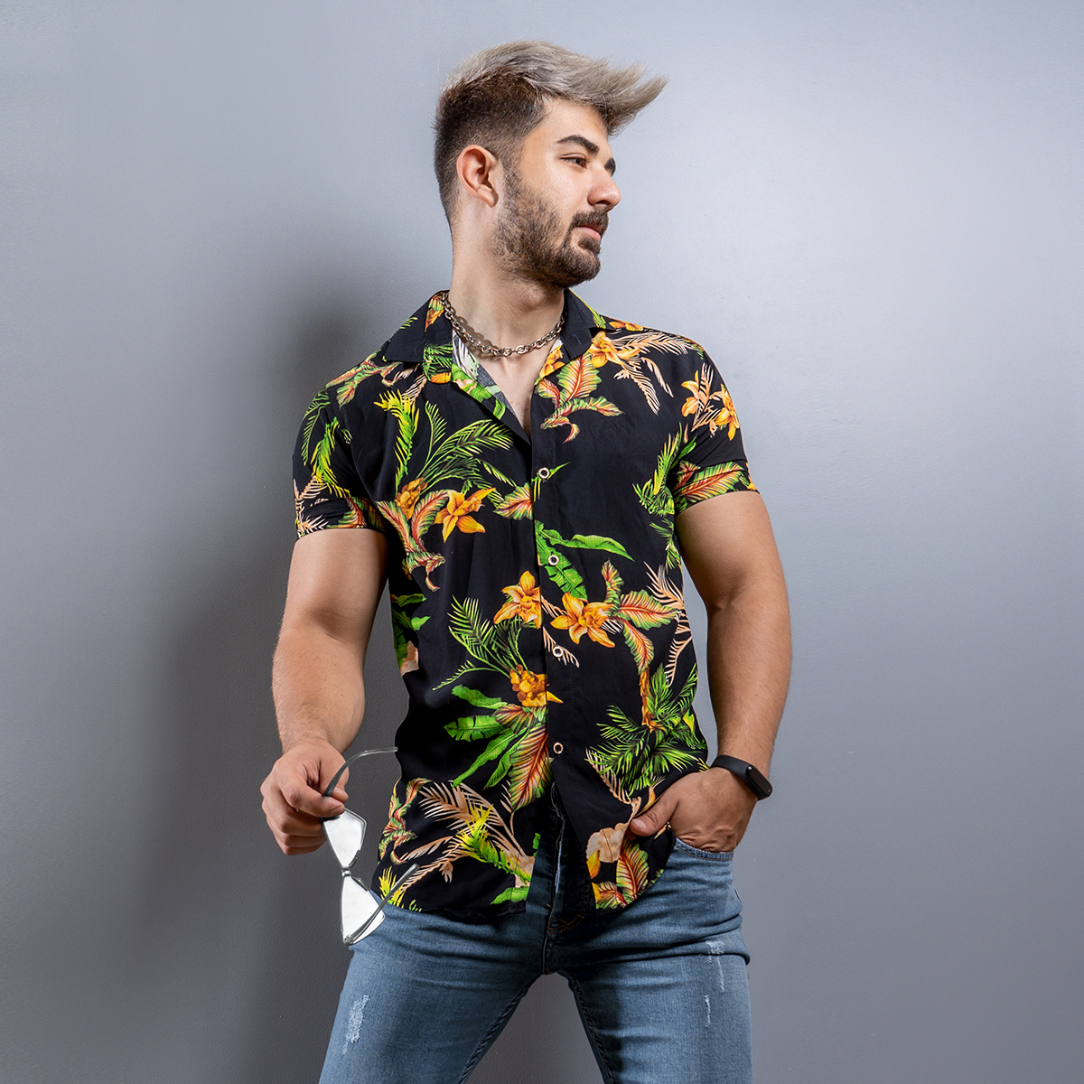 پيراهن هاوايي مردانه مدل Natan