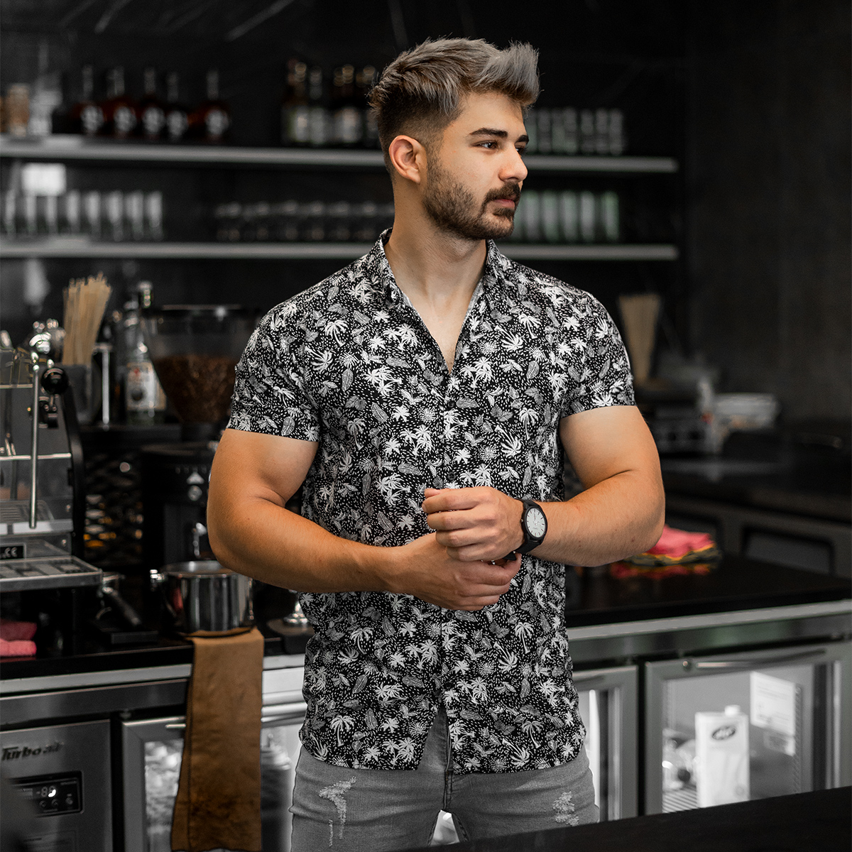 پيراهن هاوايي مردانه مدل Palm