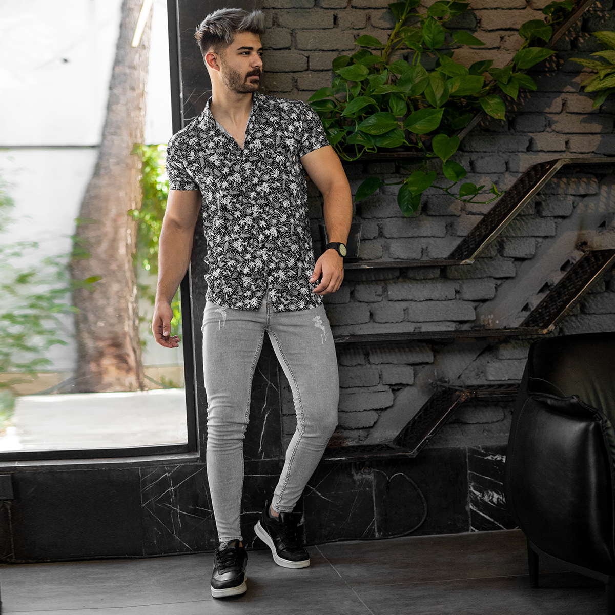 پيراهن هاوايي مردانه مدل Palm