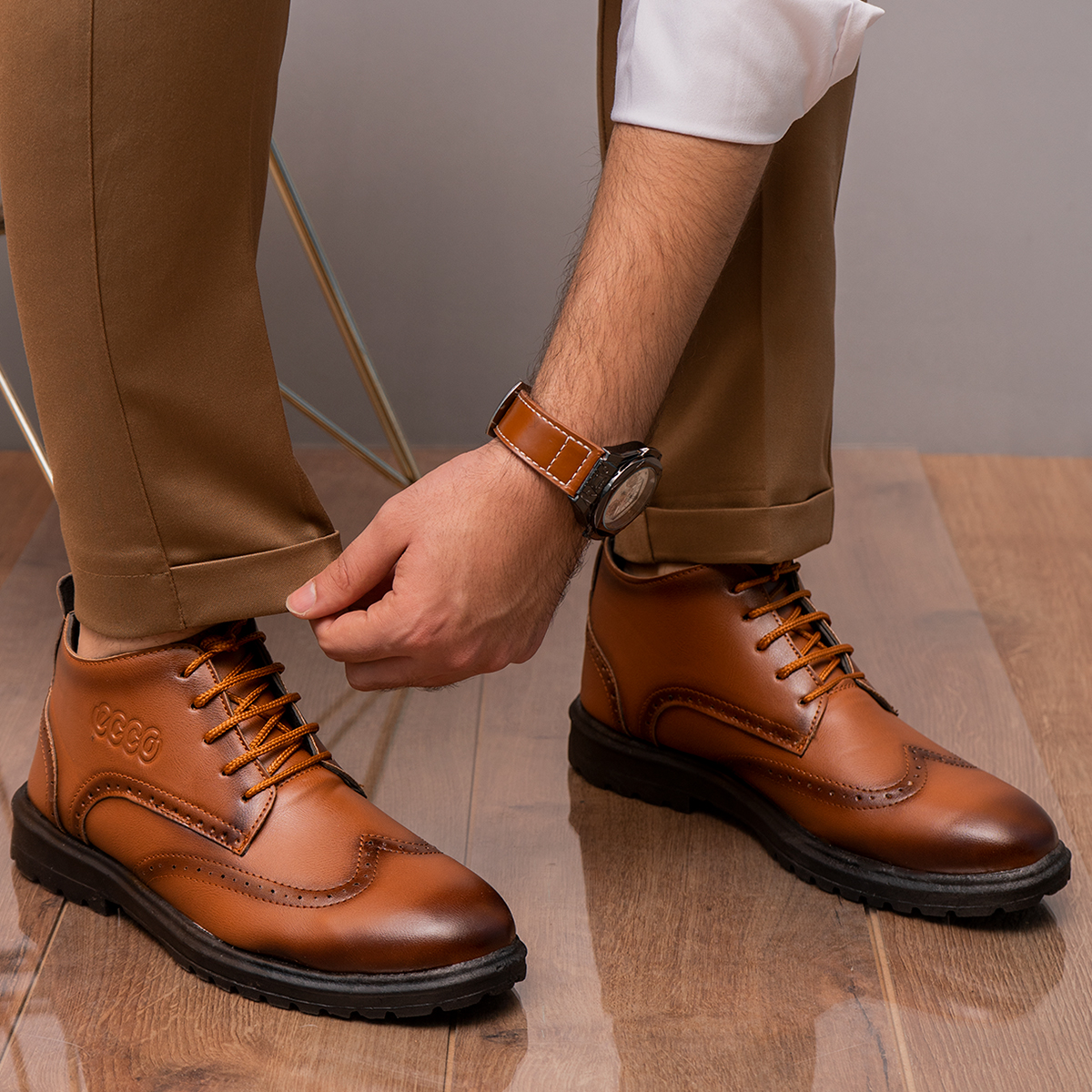 نیم بوت مردانه COCO عسلی مدلSalivan