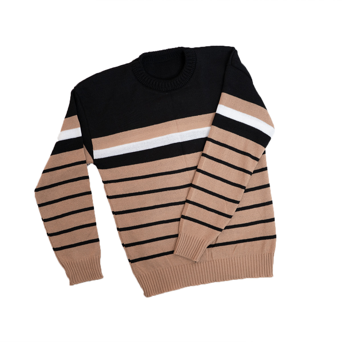 پلیور دورنگ مشکی کرم مدل Zaka