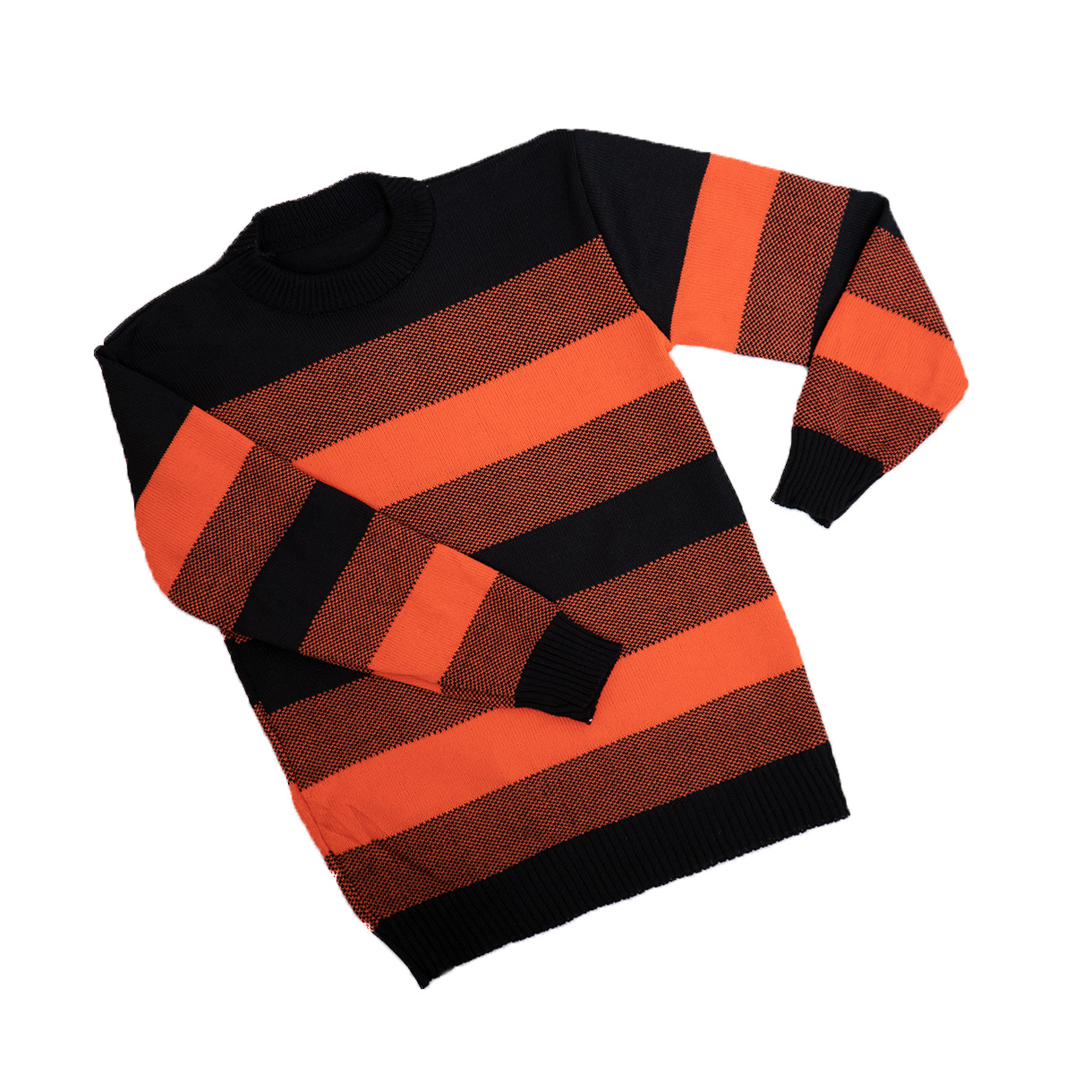 پلیور مردانه راه راه نارنجی مدل David