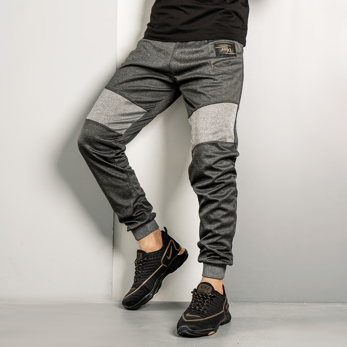 شلوار اسلش مردانه(T) ذغالی طوسی مدل NR60