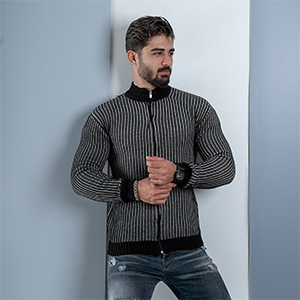 سوییشرت بافت (T)زیپ دار مشکی مدلANOSH