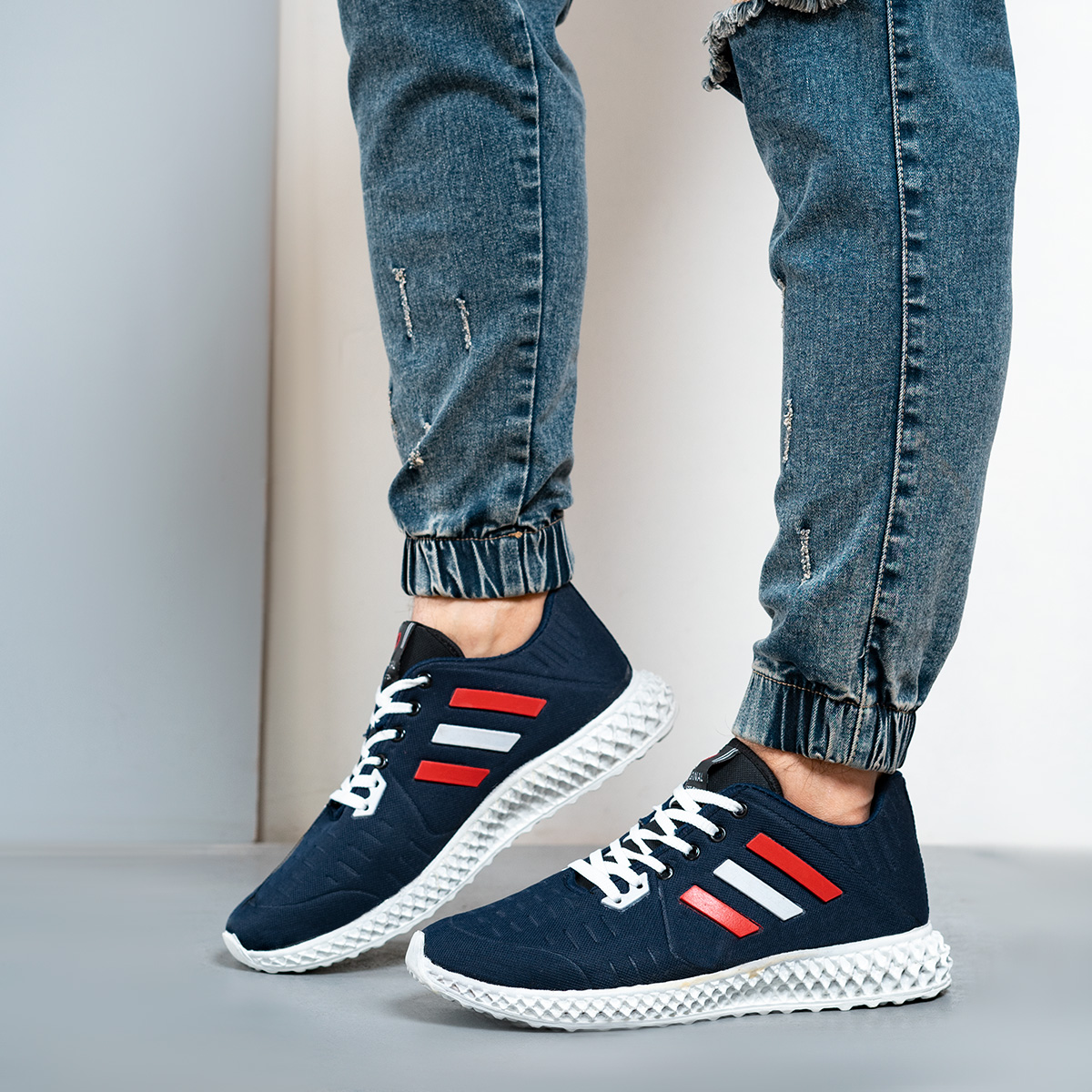 کفش مردانه سه خط سرمه ای مدل dayan(T)