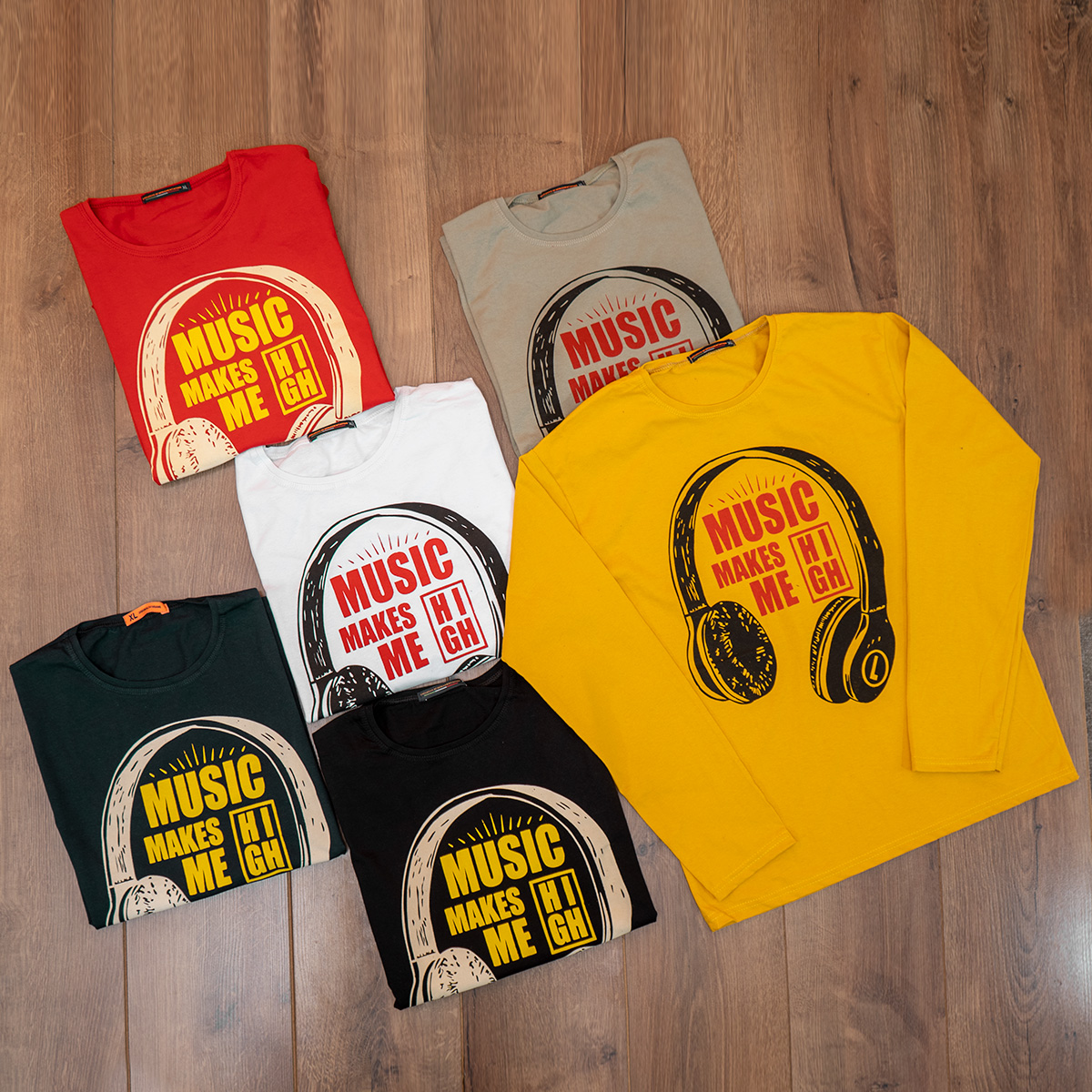 تیشرت آستین بلندمردانه طرح هدست سرمه ای مدل O22