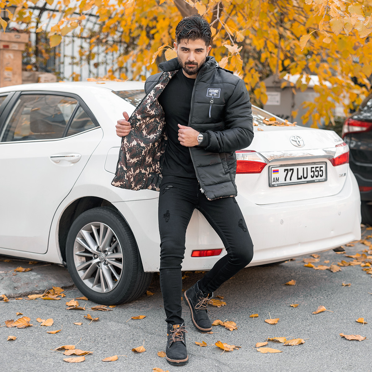 کاپشن مردانه مشکی مدل Faded