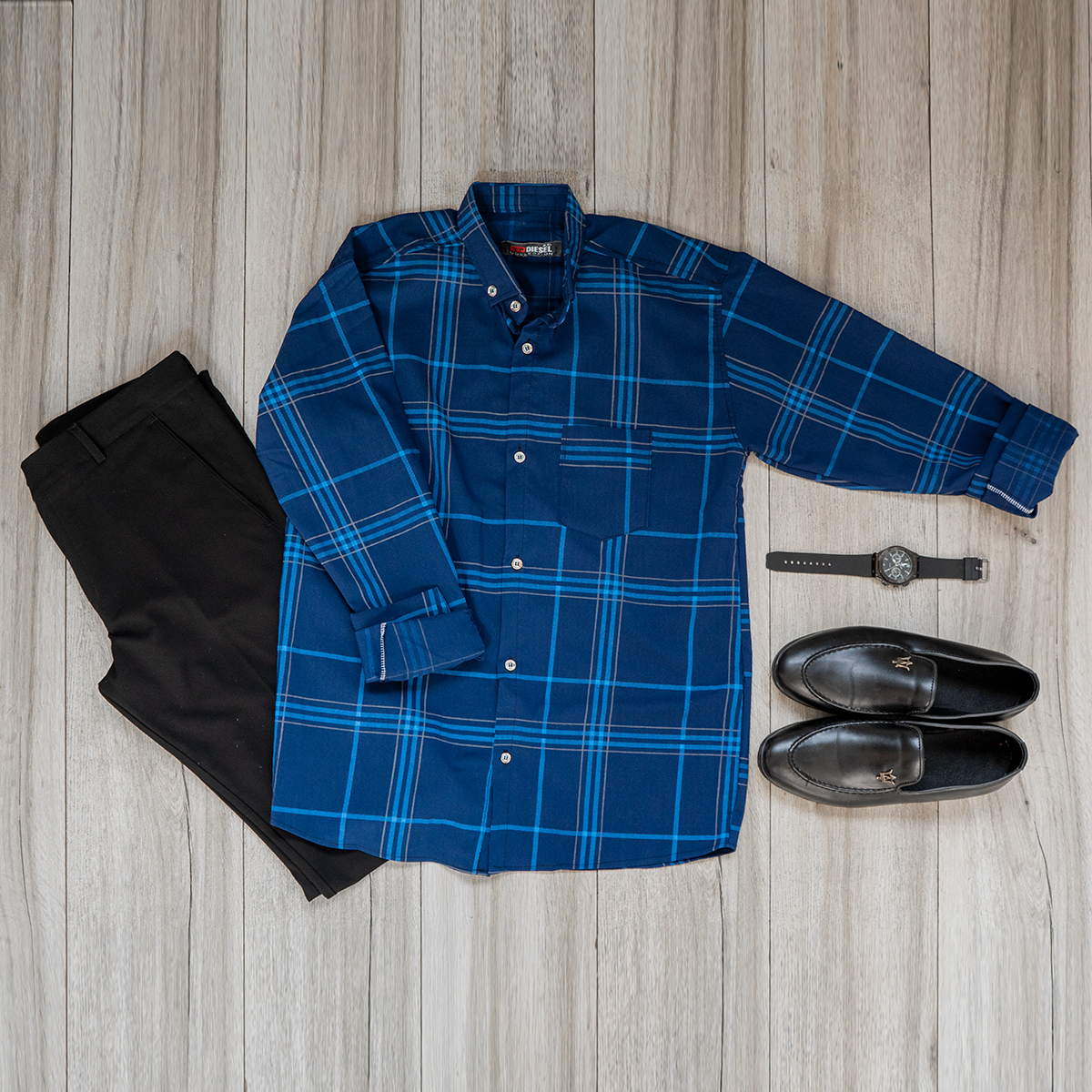 پیراهن مردانه آبی سرمه ای مدل Nozar