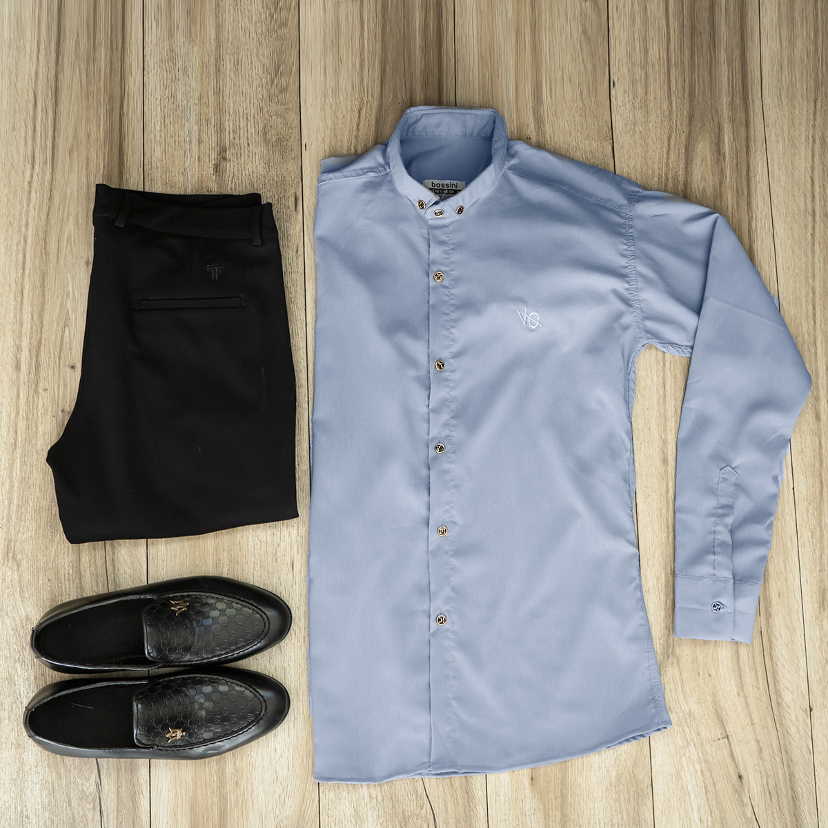 پیراهن طوسی روشن مردانه مدل VQ