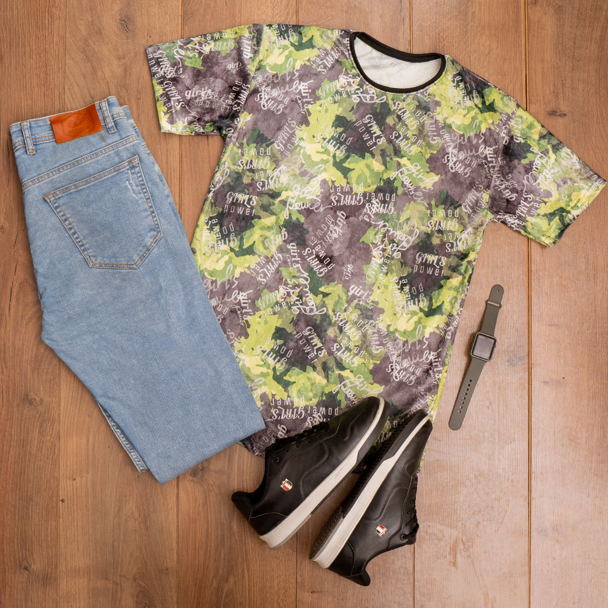 تیشرت مخمل سبز مردانه مدل Power