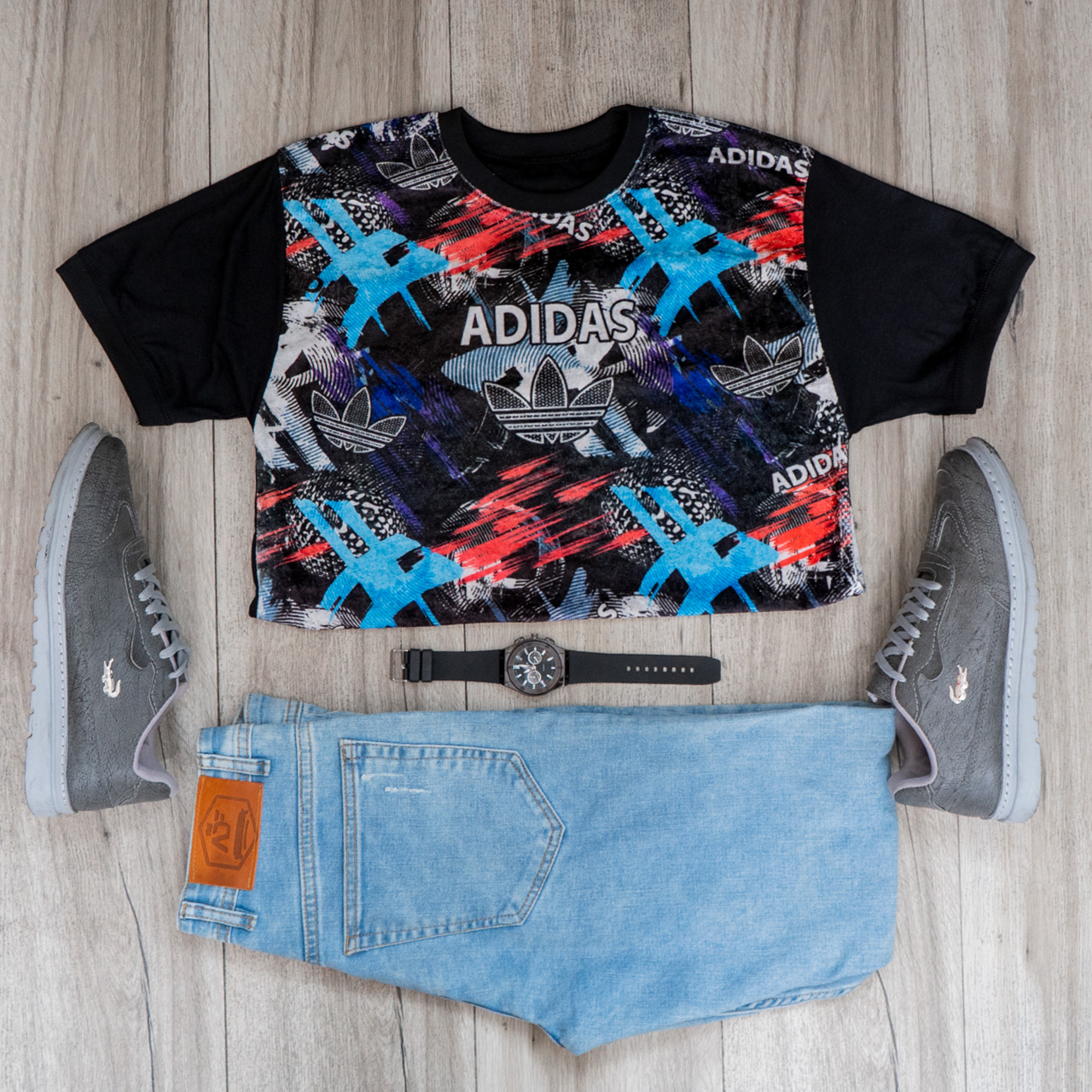 تیشرت مخمل مردانه آدیداس مشکی مدلL104