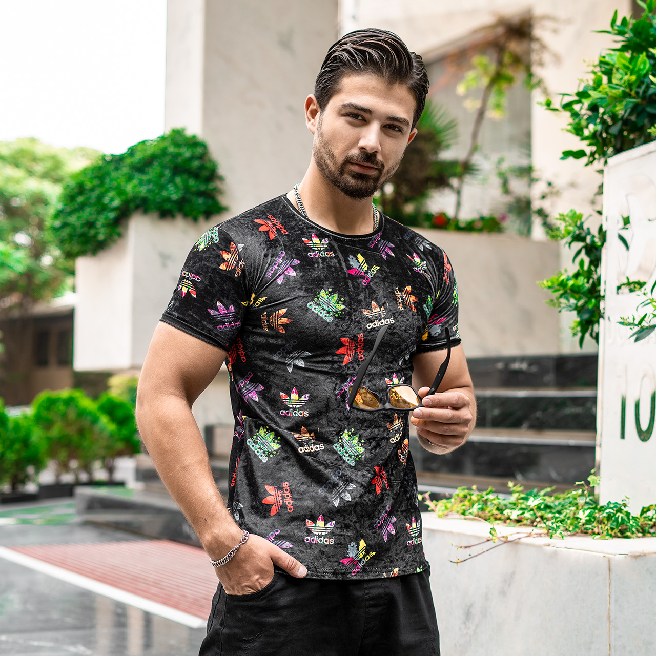 تیشرت مخمل مردانه طرح آدیداس مدل arip