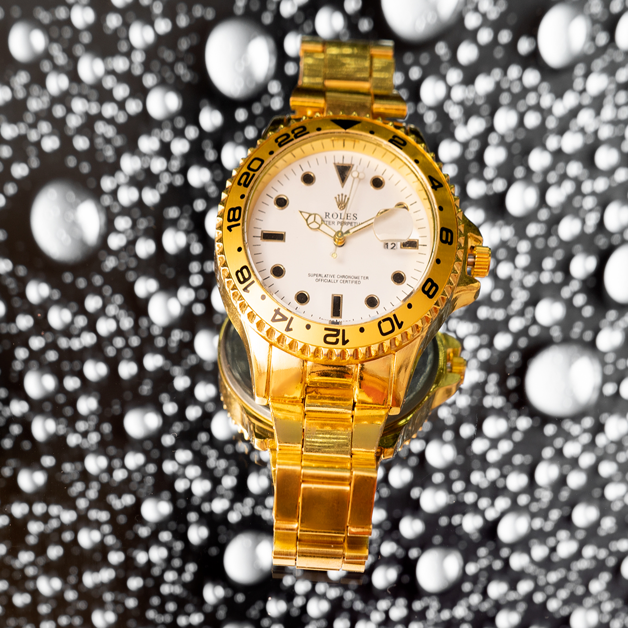 ساعت رولکس طلایی صفحه سفیدمردانه مدل 435