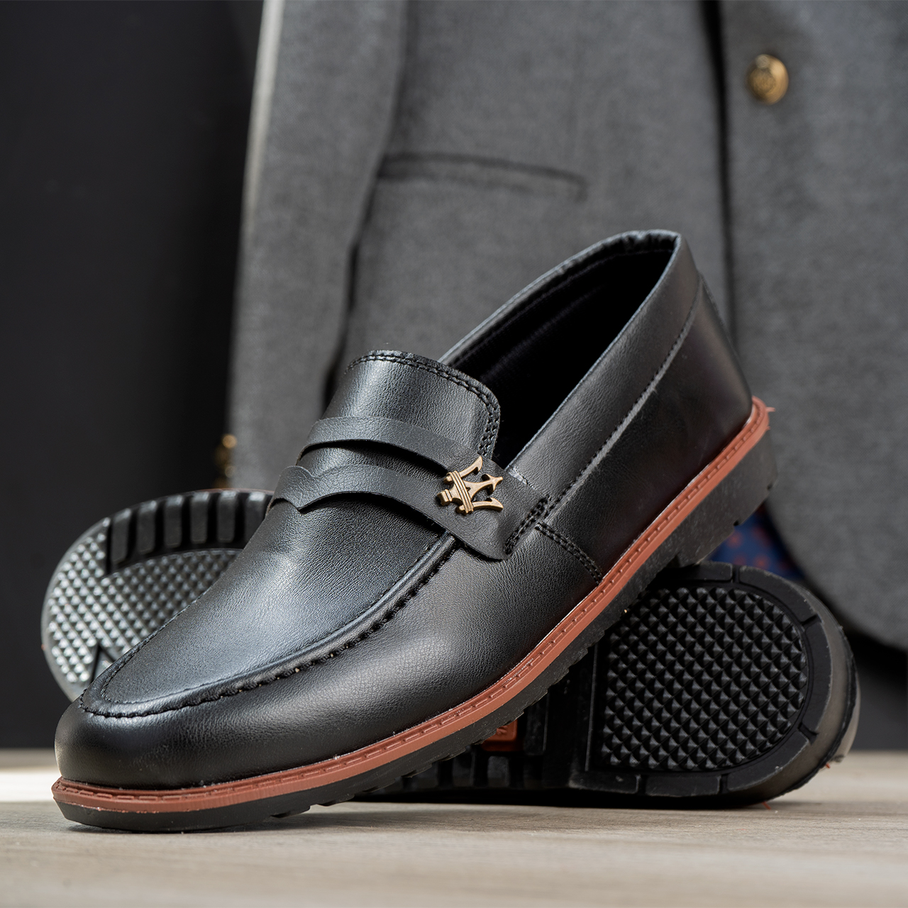 کفش کالج مازراتی مشکی مردانه مدل loafer