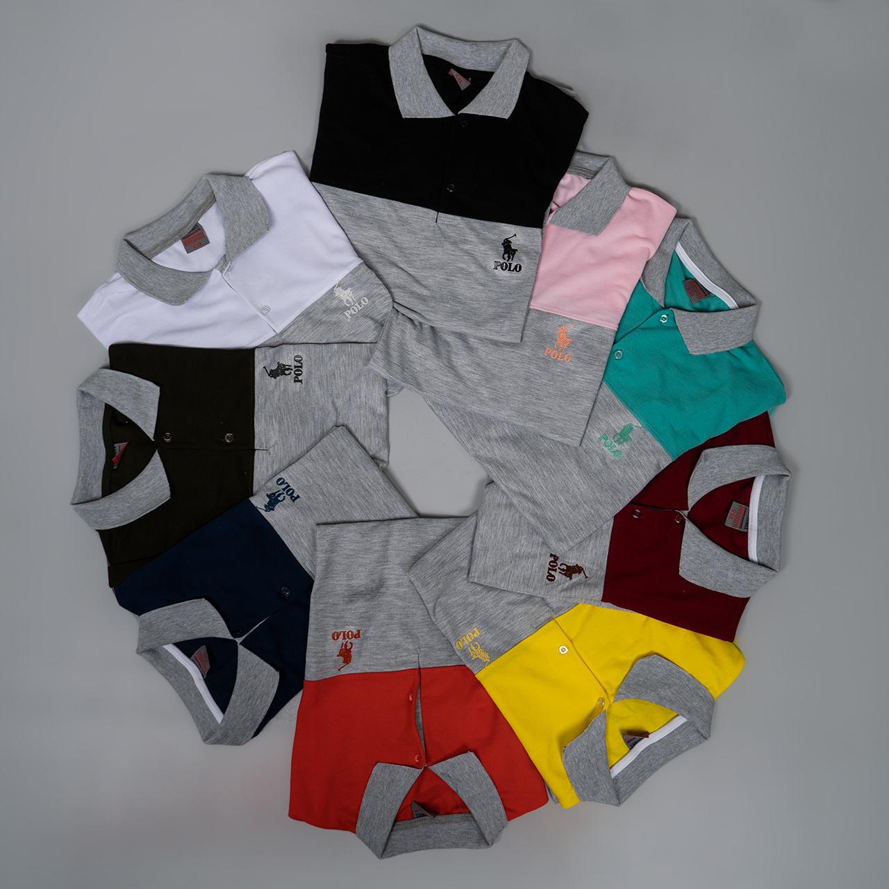 تیشرت مردانه POLO طوسی- سبزآبی مردانه Mazyar