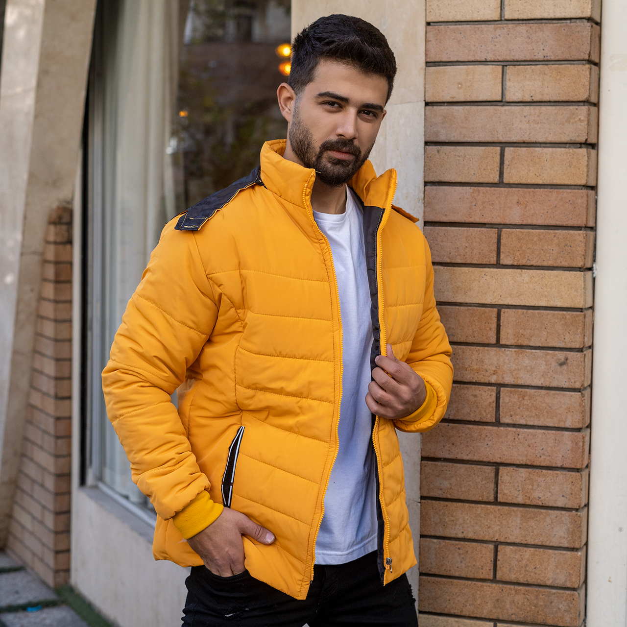 کاپشن مردانه نارنجی مدلAidin