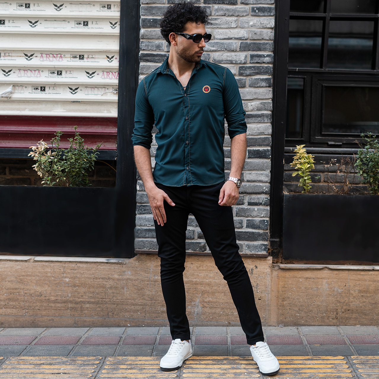 پیراهن مردانه سبز مدل Gabi