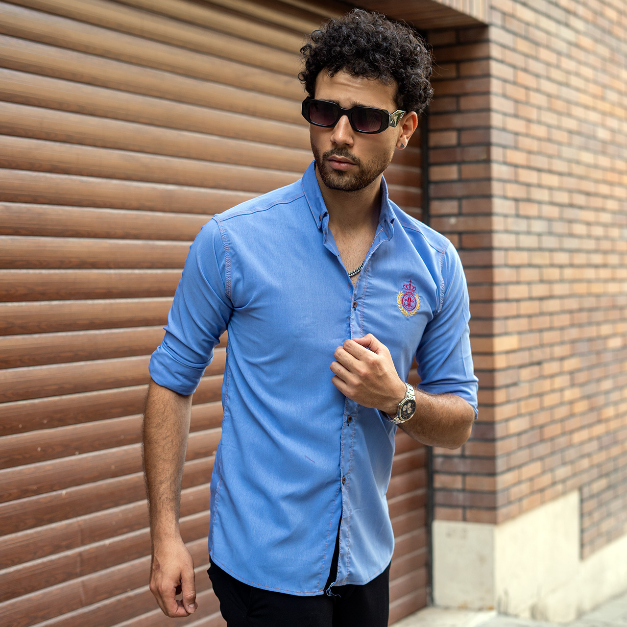 پیراهن مردانه آبی روشن مدل gabi