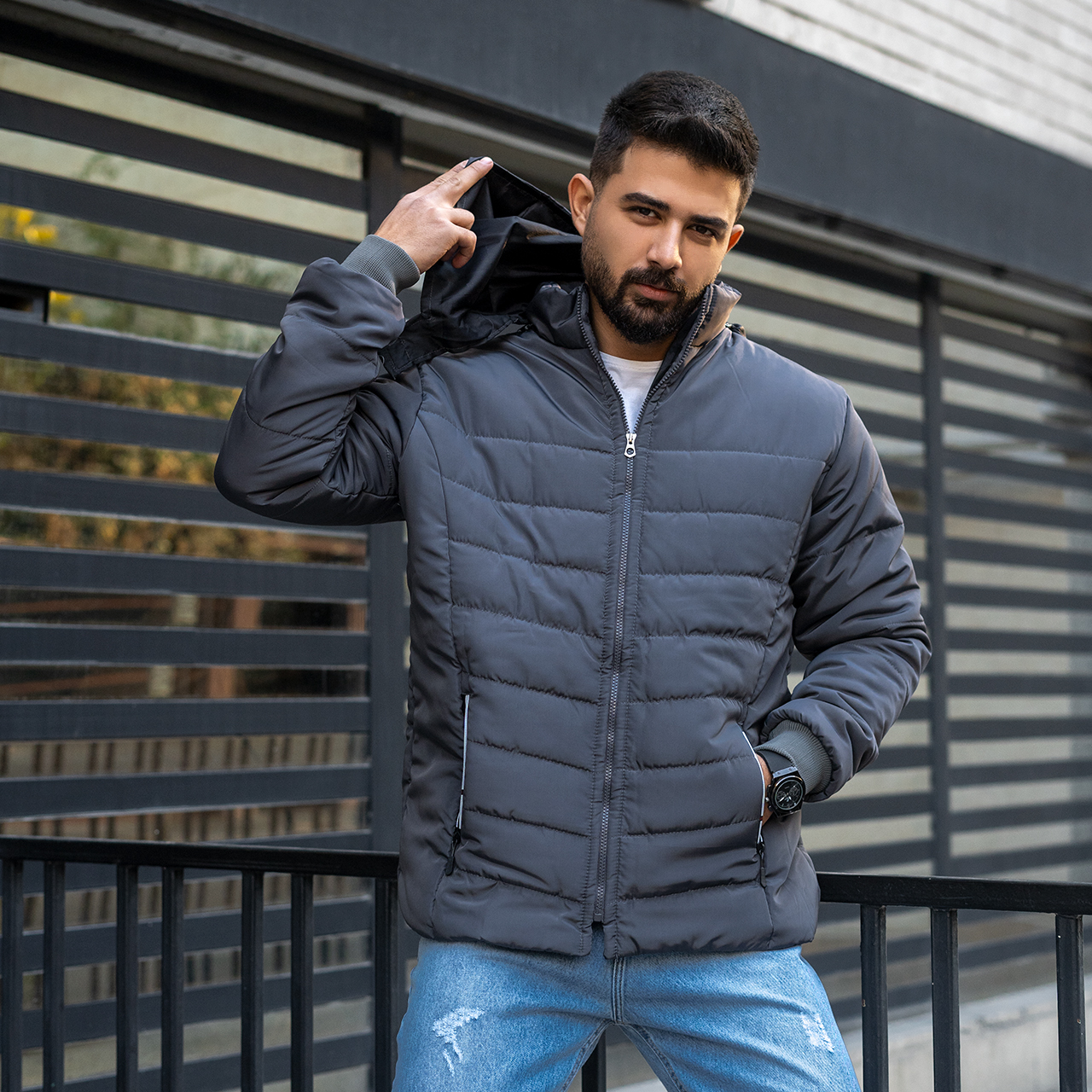 کاپشن مردانه نوک مدادی مدل Aidin