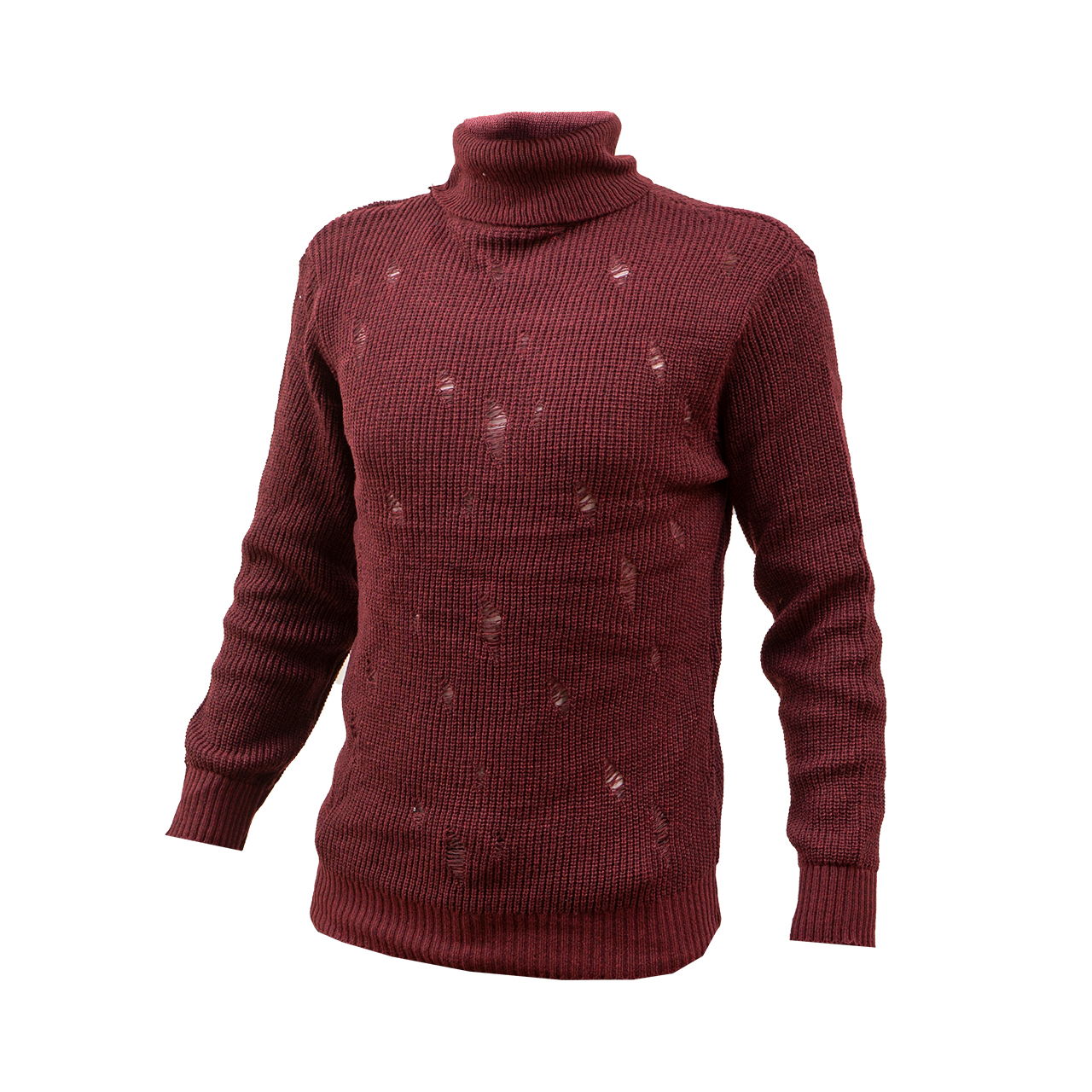 پلیور یقه اسکی زرشکی زاپ دار مردانه مدل U10