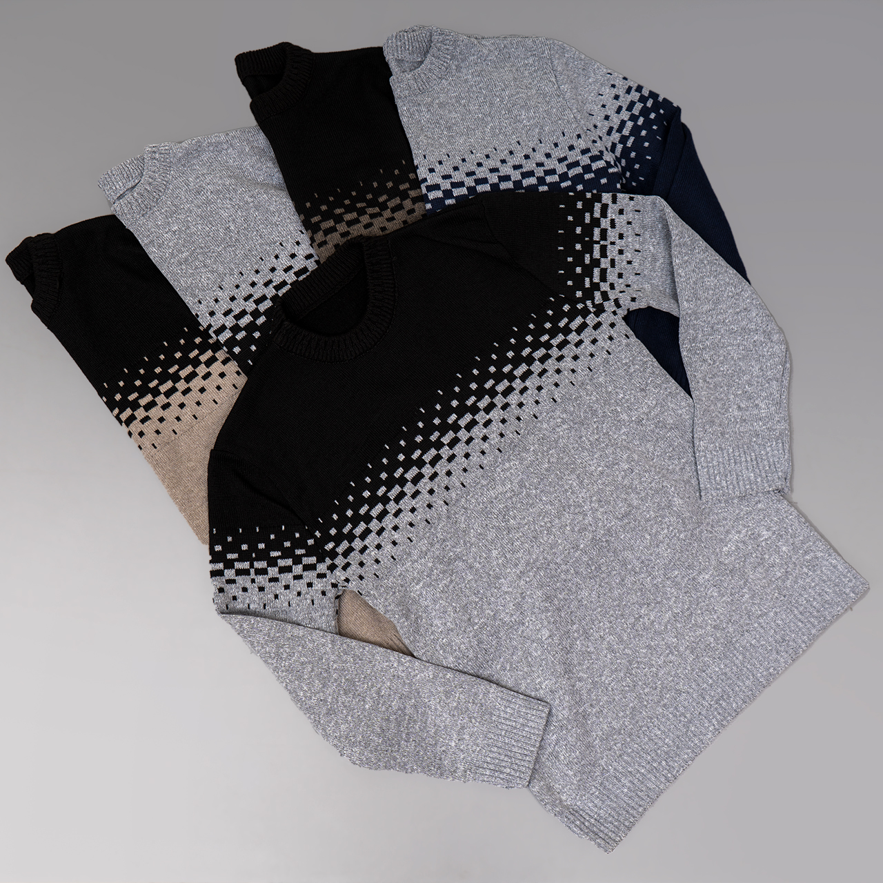 پلیور مردانه دو رنگ مشکی طوسی مدلShatel