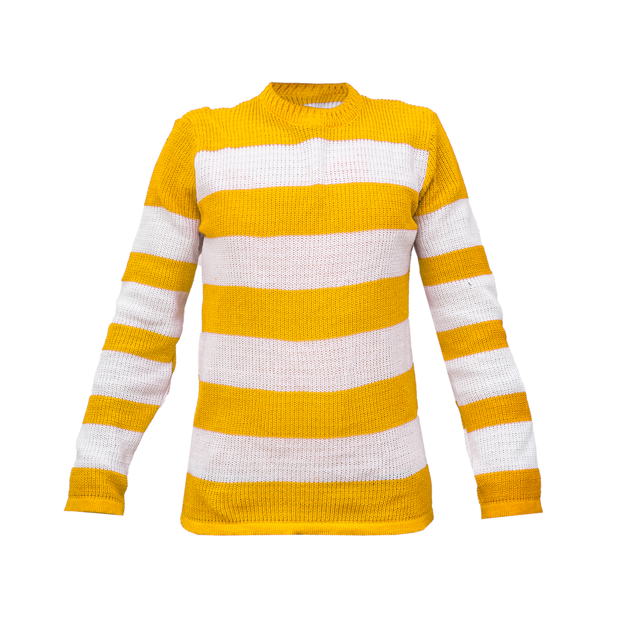 پلیور مردانه راه راه سفید زرد مدل Mahyad