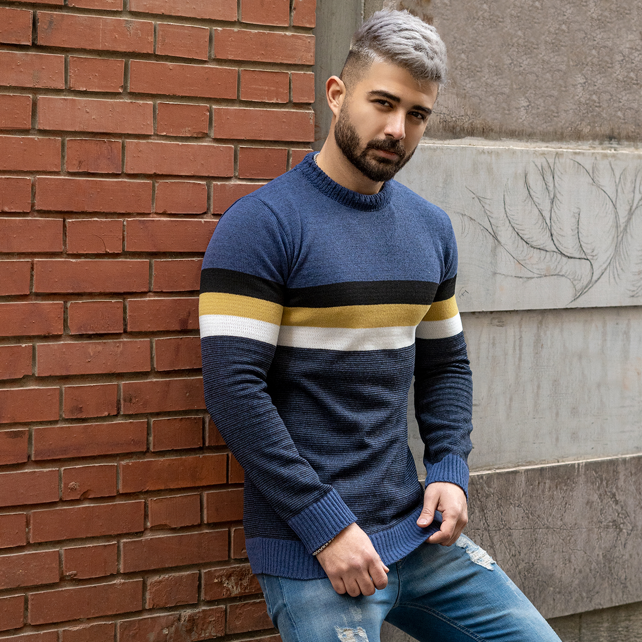 پلیور مردانه آبی مدل MISHA
