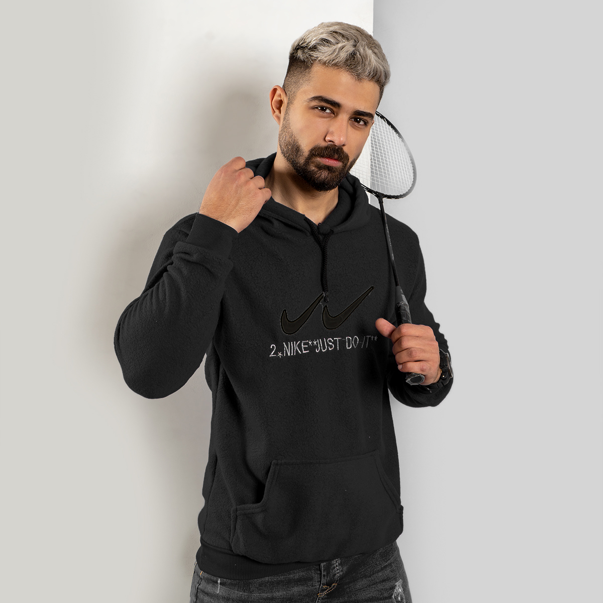 هودی مردانه مشکی 2Nike مدل kavalo