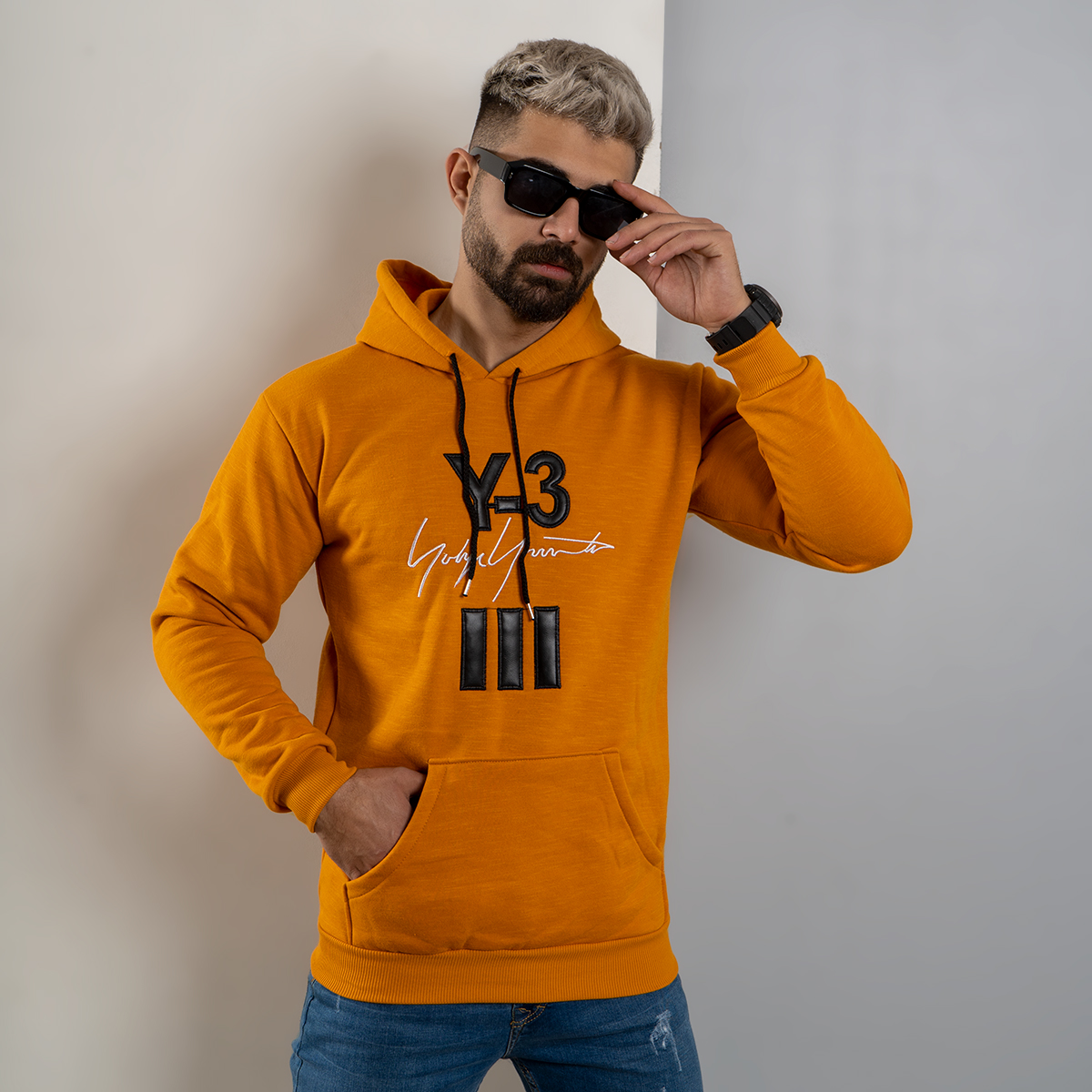 هودی مردانه Y-3 خردلی مدل Eric