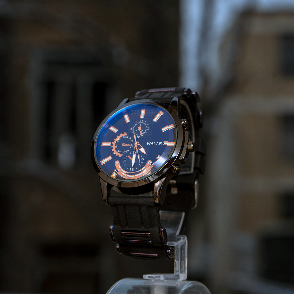 ساعت مردانه walar مشکی صفحه سرمه ای مدل A720