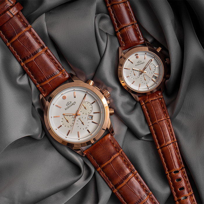 ست ساعت ELEGANCE زرگلد صفحه سفید مدل Unix