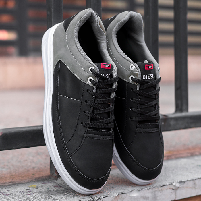 کفش تخت مشکی طوسی مردانه مدل Diesel