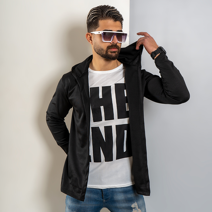 هودی مردانه مشکی سفید مدل The End