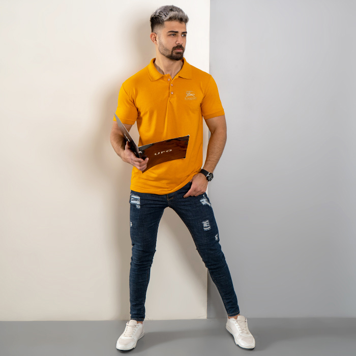 تیشرت مردانه خردلی مدل burberry