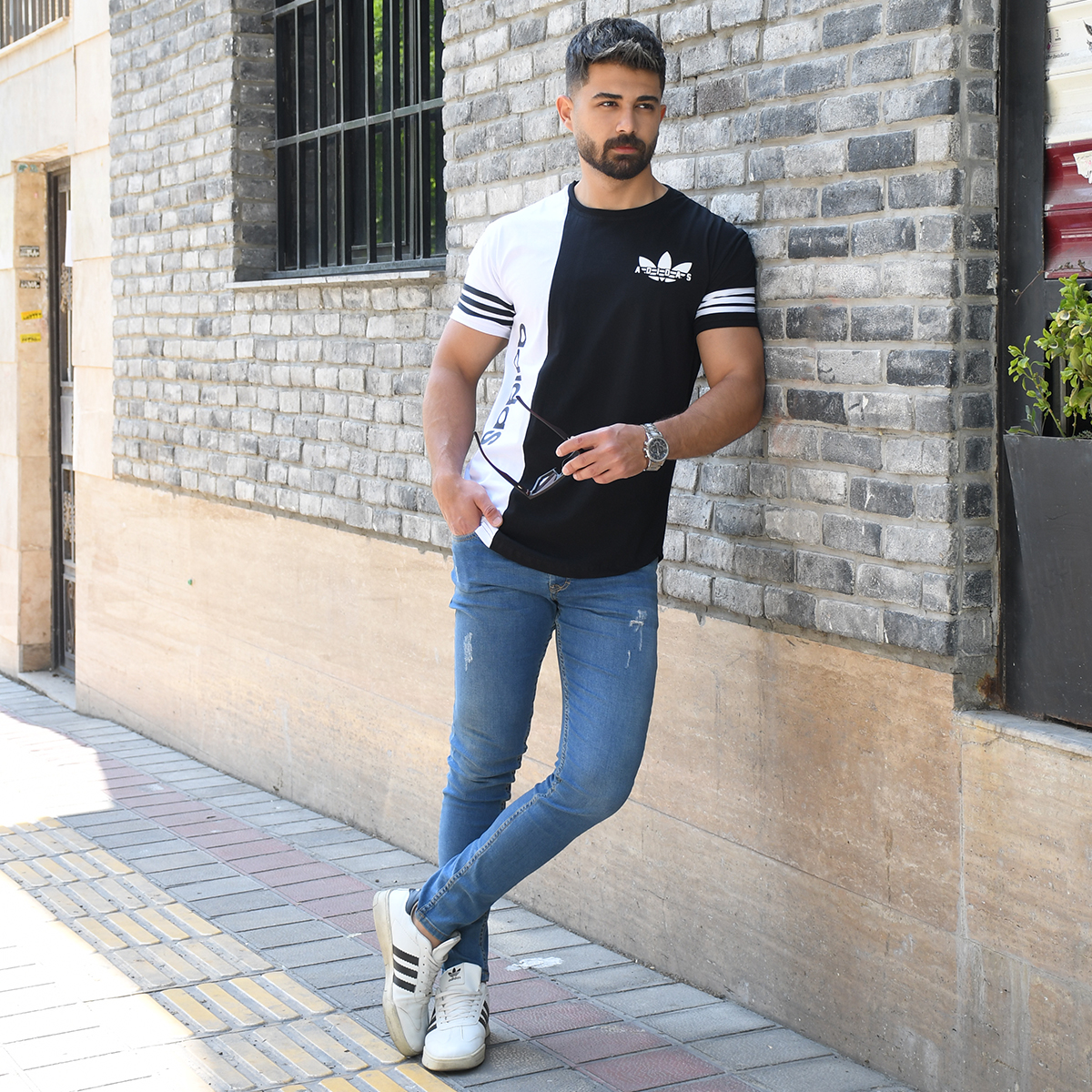 تیشرت ADIDAS مردانه مشکی سفید مدل JUDI