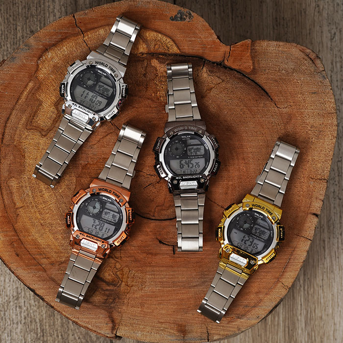 ساعت مچی کامپیوتری نقره ای مدل Worldtime