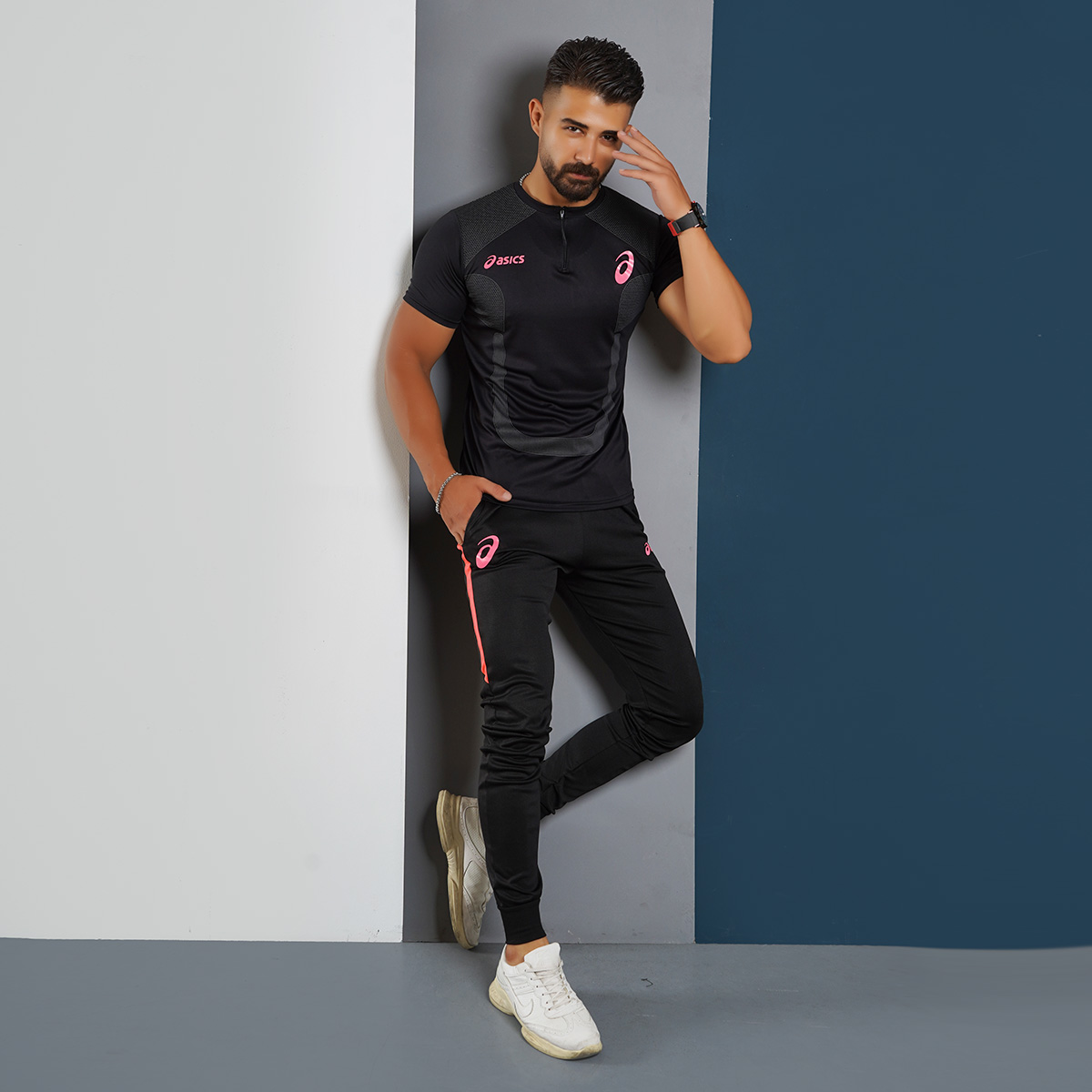 ست تیشرت شلوار مردانه مشکی مدل ASICS