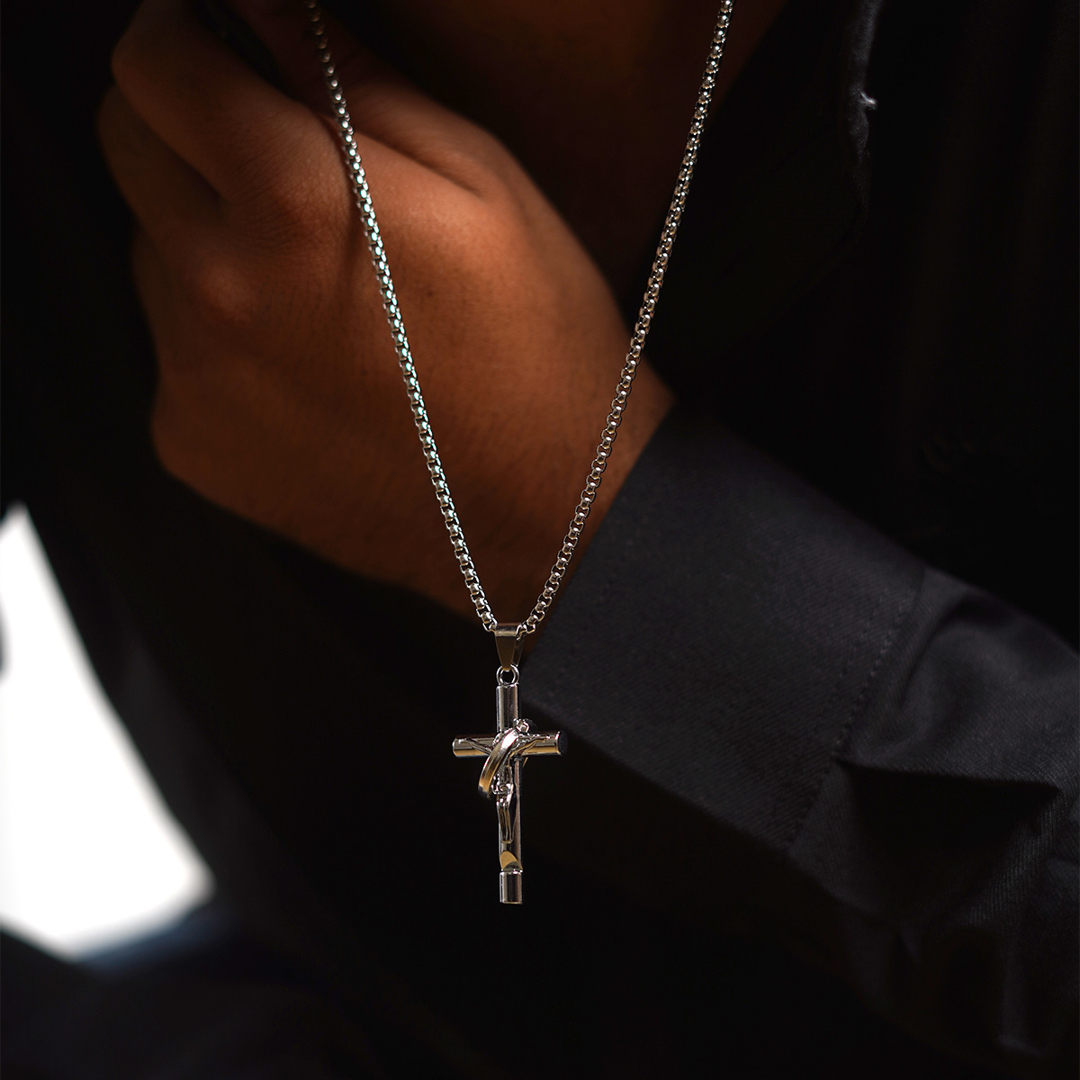 گردنبند نقره ای مدل Salib-R