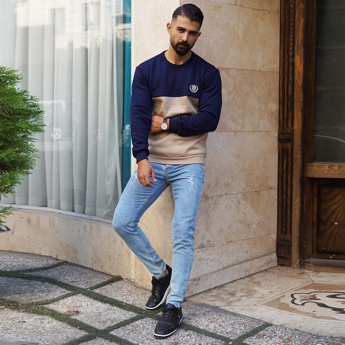 دورس سرمه ای کرم مردانه مدل ARSHAN