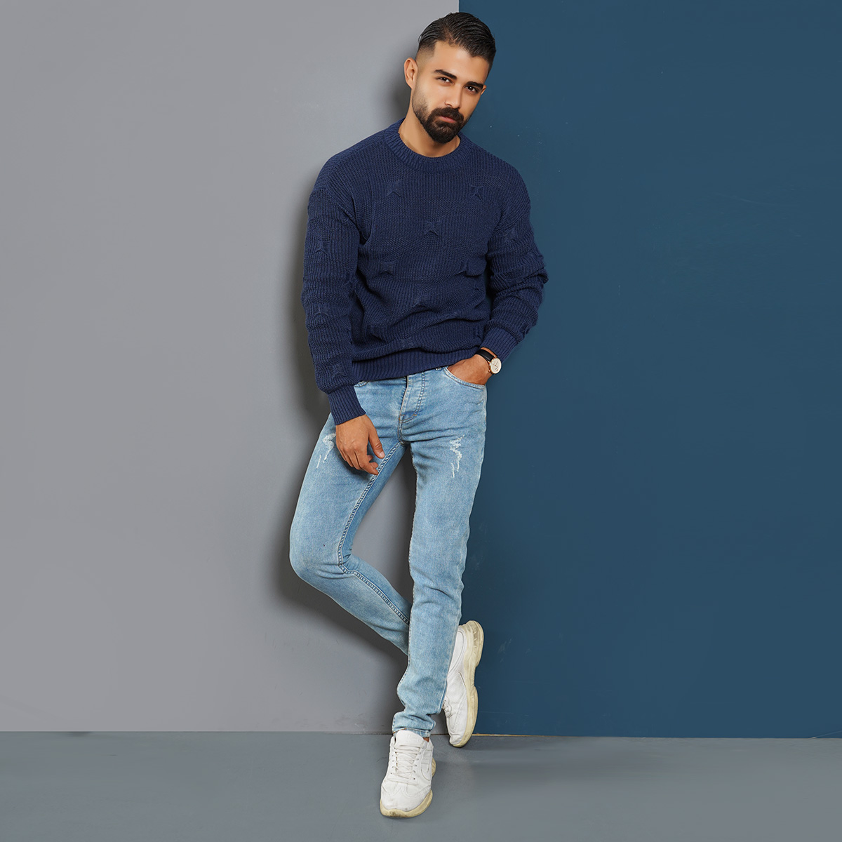 پلیور زاپ دارآبی نفتی مردانه مدلDeta