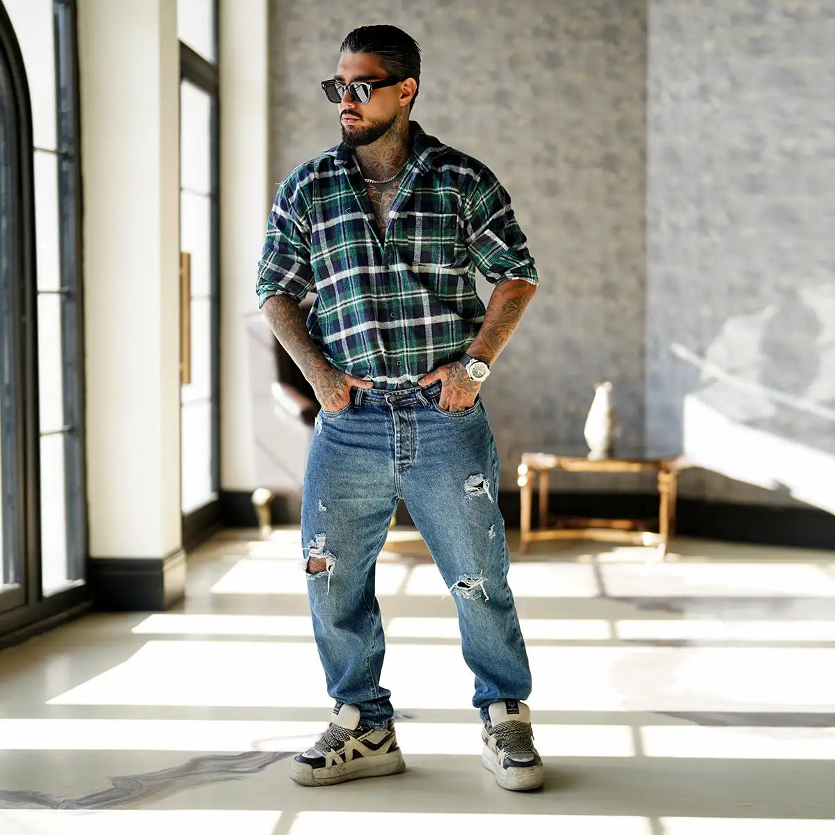 پیراهن مردانه سبزمدل Ramy